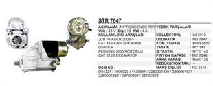 Marş Motoru 24V 10DİŞ Jcb Perkins 1000 Cat 416 426 436 416426436 Loader Caterpillar Excavatör İş Makinası STR7847 STR18505N | REMARK STR7847