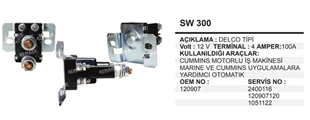Marş Yardımcı Ara Otomatiği 12V Mercury Deniz Motoru Cummins-marin Volvo SNLS165M | REMARK SW300