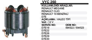 Marş Yastığı 12V Clio Megan 78*44*66 VYC260 | REMARK VYC260