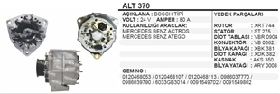 Alternatör 24V 60AH Mercedes Actros Kamyon ALT370 | SCHENNA ALT370
