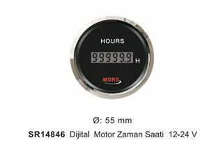 Mors Dijital Motor Zaman Saati Göstergesi 12-24V Siyah | SR 14846