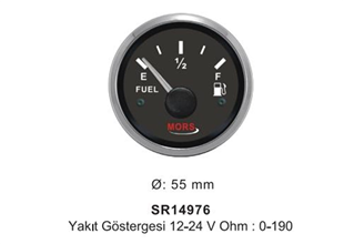 Mors Yakıt Göstergesi 12-24V 52 Çap Siyah SR14976 | SR 14976