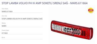 Stop Lambası Sağ Soketli Volvo Tır 7 Fişli Sirenli | Mars 611664