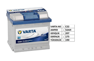 Akü, 12V 52AH Varta Akü Kare Hyundai İ20 Opel Astra K | VRTC 22