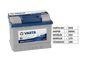 Akü, 12V 60AH Varta ( Ters Kutup ) Akü (Blue Dynamic) | VRTD 43