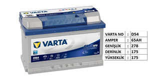 Akü, 12V 65AH Varta Efb Akü (Alçak) Ford Courier | VRTD 54