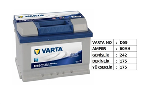 Akü, 12V 60AH Varta Akü Alçak Tip (Blue Dynamic) | VRTD 59