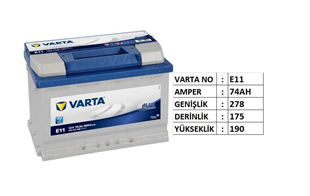 Akü, 12V 74AH Varta Akü (Blue Dynamic) 680A | VRTE 11