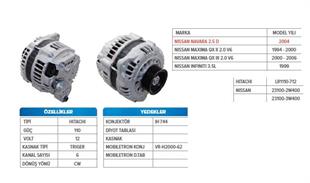 Alternatör 12v 110ah Nissan Navara Maxima Qx 2 İnfiniti 99- 6 Kanal | Wutse Alt13900