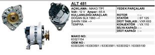 Alternatör 12v 75ah Mako Tip Tempra Tipo Uno Tofaş Doğan Kartal Şahin Same Mf Tempra Perkins | Wutse Alt481
