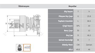 Marş Dişlisi 9diş Opel Küçük Kafa Jj5 Zen0080 | Zen 0080