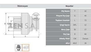 Marş Dişlisi 10diş Cargo Ym Zen0150 | Zen 0150