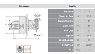 Marş Dişlisi 9diş Mercedes Binek Zen0221 | Zen 0221