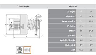 Marş Dişlisi 9diş Fiat 50 Nc Normal Freze Zen0407 | Zen 0407