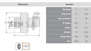 Marş Dişlisi 11diş R9 Dizel Partner Zen0570 | Zen 0570
