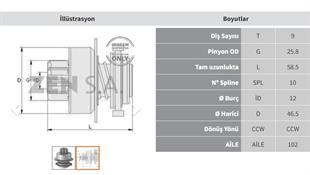 Marş Dişlisi 9diş Vw Ym-ters Volkswagen Golf Passat Jetta / Seat Cordoba Zen0579 | Zen 0579