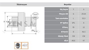 Marş Dişlisi 9diş Kubato Traktör Süpürge Zen0584 | Zen 0584