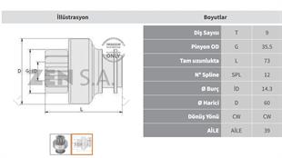 Marş Dişlisi 9diş Fiat 450/480 Zen0594 | Zen 0594