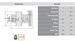 Marş Dişlisi 9diş Fıat 450-480 Marelli Fiat Marelli Fıat Allıs 350 355 450 455 480 Ad4 Fl4 Zen0608 | Zen 0608