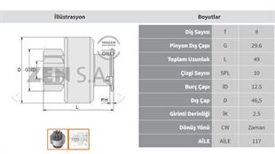 Marş Dişlisi 9diş Nıssan Datsun Pıckup 94- Sunny 1.6ı Coupe | Zen 0634