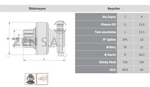 Marş Dişlisi 9diş Audi Golf Opel Zen0745 (rb)-ww B159137-b 1006210171-235798-- | Zen 0745