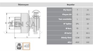Marş Dişlisi 11diş Lada Samara Bosch Tipi Zen0805 | Zen 0805