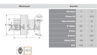 Marş Dişlisi 9diş Renault Clio Japon Tip Zen0836 | Zen 0836