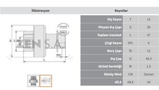 Marş Dişlisi 11diş Buıck-ısuzu Mercury Marin V6 V8 Zen0958 | Zen 0958