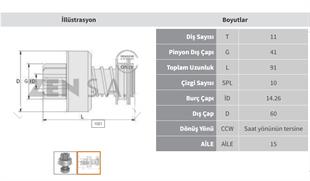 Marş Dişlisi 11diş Bmw Ters Marin Zen1001 | Zen 1001