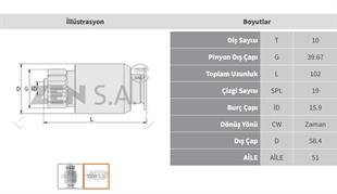 Marş Dişlisi 10diş Tcm İş Makinası 37mt Zen1013 | Zen 1013