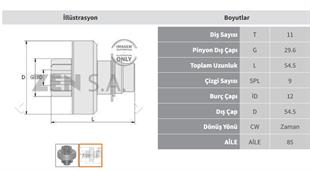Marş Dişlisi 11diş R19 Partner Sprinter Zen1023 Opel Vivaro Trafıc | Zen 1023