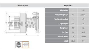 Marş Dişlisi 10diş Mercedes Vito Zen1031 | Zen 1031
