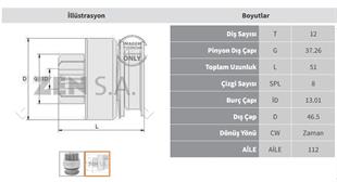 Marş Dişlisi 12diş L300 Ym Zen1035 Zen1567 | Zen 1035