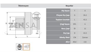 Marş Dişlisi 8diş Kia Rio Spectra Daewoo Chevrolet Zen1048 | Zen 1048