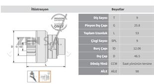 Marş Dişlisi 9diş Lada Vega 2110 Ters Freze | Zen 1068
