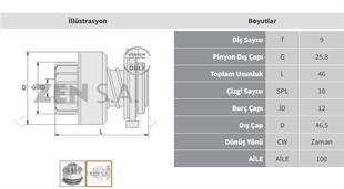 Marş Dişlisi 9diş Renault Clio Kango Twingo Zen1153 | Zen 1153