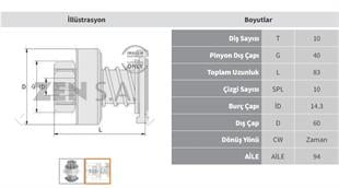Marş Dişlisi 10diş Iveco Cargo Euro4 Ym Johndeere Bmc Pro Renault Manager Maxter Mıdlıner / Dodge Otokar Otobüs Zen1159 | Zen 1159