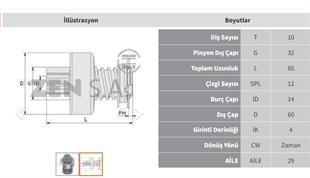 Marş Dişlisi 10diş Fatih Prof.28 Mt. Zen629 1194 | Zen 1194