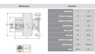 Marş Dişlisi 11diş Opel Astra Vectra Corsa Yanmar Case | Zen 1556