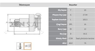 Marş Dişlisi 10diş Ters Vw Audi Skoda Zen1655 | Zen 1655