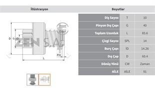 Marş Dişlisi 10diş Jcb Mf Perkins 85 Mf-valtra Traktör-hattat Is1064 | Zen 1701