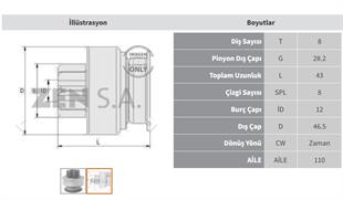 Marş Dişlisi 8diş Mıtsubıshı Carisma Colt Kia | Zen 1706