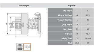 Marş Dişlisi 8diş Nissan Datsun Primera Zen1708 1006209765 | Zen 1708