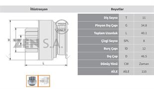 Marş Dişlisi 11diş Hyundai X35 Sportage De17700k Wın-151770 12del1770 Gnp2239 Zen1770 Bypart-umd5784 | Zen 1770