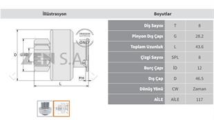 Marş Dişlisi 8diş Hyundai Elentra Coupe I40 2 Dıslısı 8 Dıs Hyundaı Accent Getz 1.5 Crdı I20 I30 1.6 Crdı / Kıa Rıo Iı | Zen 1775