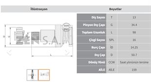 Marş Dişlisi 13diş Audi Vw Golf Passat Beetle Jetta Seat Altea Leon / Skoda Octavıa / Vw Caddy Golf 1.6 Tdı | Zen 1826