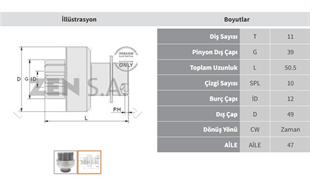 Marş Dişlisi 11diş Toyota Corolla Avensis 2.0 D-4d Verso Rav-4 2.2 D-4d (umm-3365) | Zen 1884