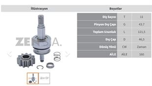 Marş Dişlisi 11diş Nissan Frontıer Np 300 Navara (78971) 11diş Boy-121.5mm Dişli Çap-43.7mm | Zen 1918
