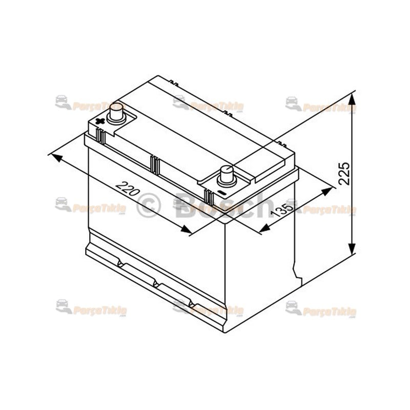 Akü, 12V 45Ah Bosch Akü S3 (Dar/Ters) 0092S30200