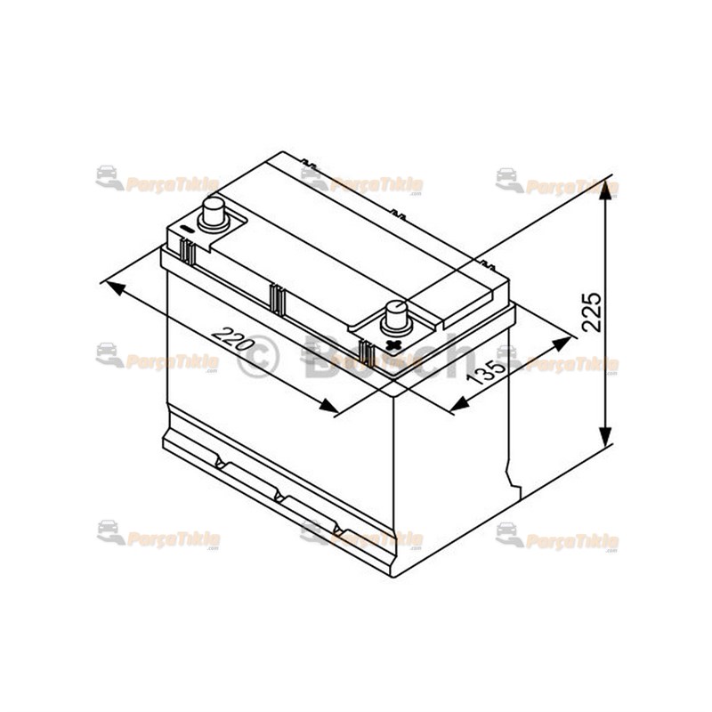Akü, 12V 45Ah Bosch Akü S3 Düz 0092S30190